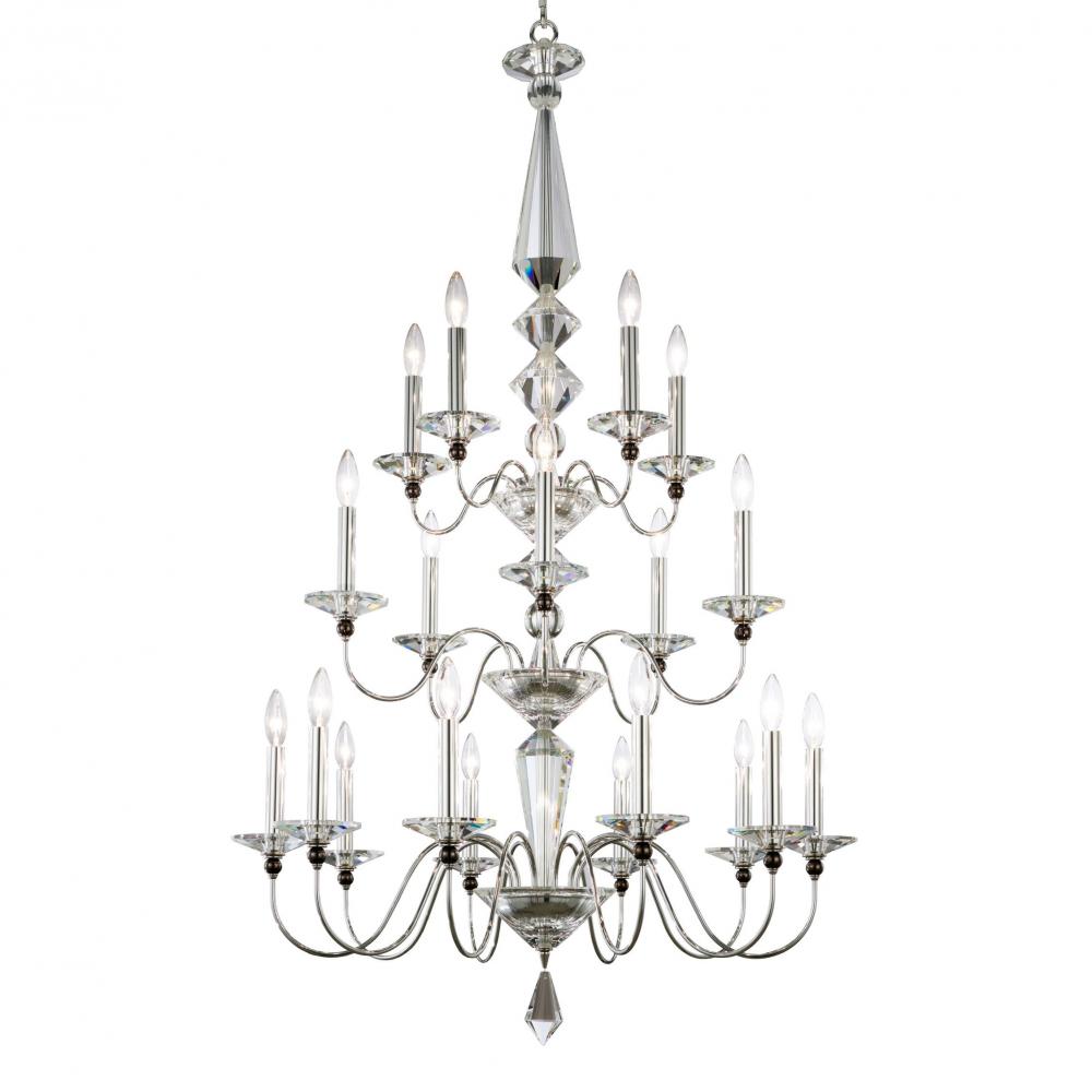 Jasmine 20 Light 120V Chandelier in Polished Silver with Optic Crystal